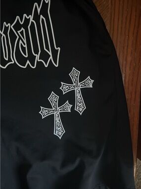 SHEIN Black Athletic Shorts with White Cross Graphic